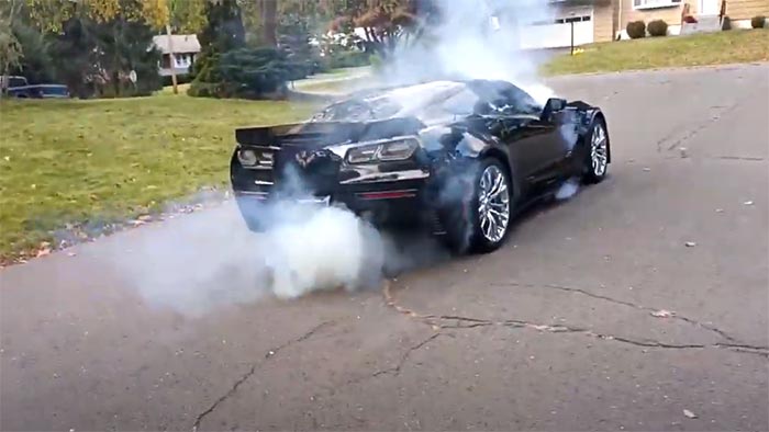 [VIDEO] Clueless Driver Roasts the Clutch of a C7 Corvette Z06 While Attempting a Burnout