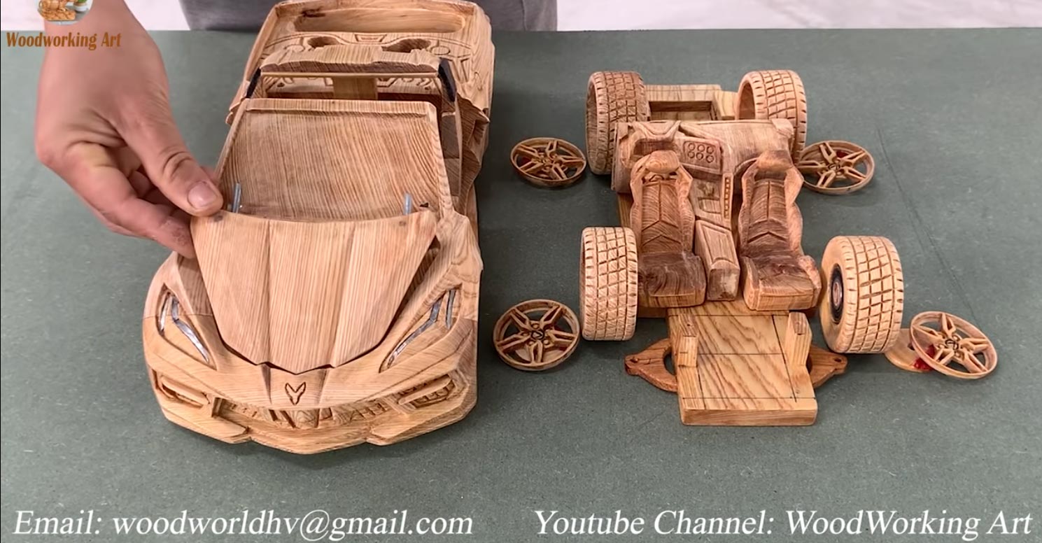 [VIDEO] This C8 Corvette Model is Carved Entirely from a Block of Wood